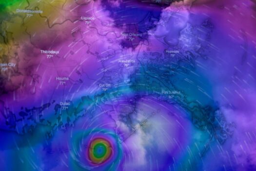 Double exposure of Hurricane Ida approaching New Orleans on August 29, 2021. (Credit: Brian McGowan on Unsplash)