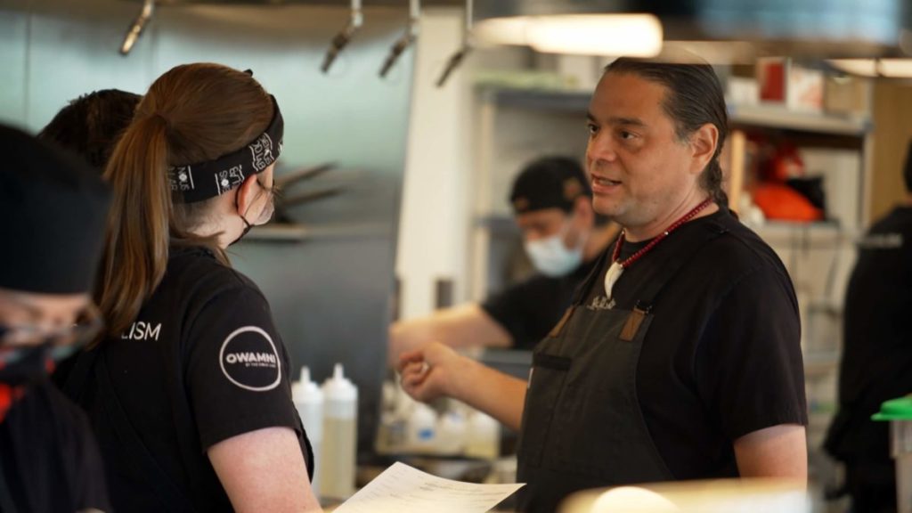Sean Sherman, also know as The Sioux Chef, at Owamni. 