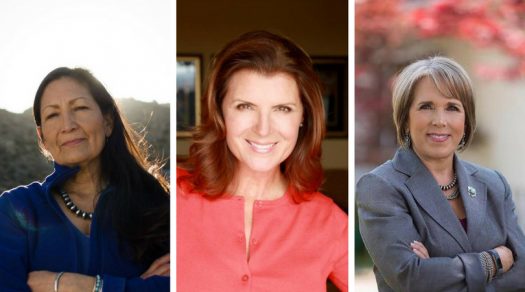 Women candidates Debra Haaland (left), Kimberlin Brown Pelzer (center) and Michelle Lujan Grisham (right) prevailed in their June 5 primaries. (Image Credits: Campaign Facebook pages)