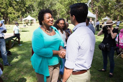 Georgia governor candidate Stacey Abrams with voters