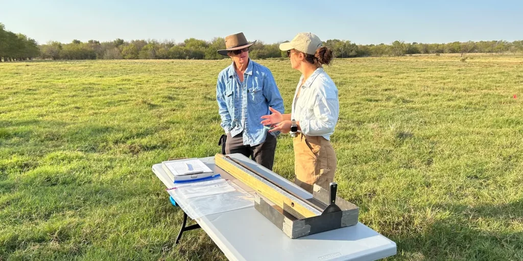 Paige Stanley, right, researches how grazing management can help mitigate climate. (Credit: Courtesy of Paige Stanley) 